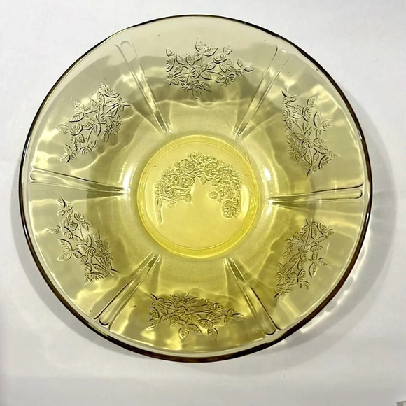 1930’s Vintage Amber Sharon Cabbage Rose Federal Glass Bowl - Picture 2 of 4